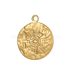 304 Stainless Steel Pendants, Flat Round Charms, Ion Plating(IP), Real 18K Gold Plated, 18x15mm(STAS-OY006-07G)
