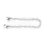 Tarnish Resistant 304 Stainless Steel Chain Extender, with Curb Chains and Lobster Claw Clasps, Stainless Steel Color, 130x6.5mm, Ring: 4x3x0.6mm, Clasp: 10.5x6.5x3.5mm(STAS-H349-B-01P)