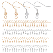 140Pcs 2 Colors Brass French Hooks with Coil and Ball, with Horizontal Loop, Real Gold Plated & Real Platinum Plated, 21x21x4mm, Hole: 2mm, Pin: 0.8mm, 70Pcs/color(KK-DC0003-28)