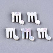 Natural White Shell Beads, Mother of Pearl Shell Beads, Top Drilled Beads, Constellation/Zodiac Sign, Scorpio, 11x10x2.5mm, Hole: 0.8mm(SSHEL-ZX004-02B)