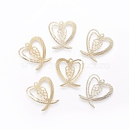 Iron Filigree Pendants, Heart, Golden, 19.5x18.5x0.5mm, Hole: 1.2mm(IFIN-F158-09G)