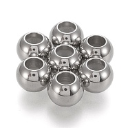 202 Stainless Steel Beads, with Rubber Inside, Slider Beads, Stopper Beads, Stainless Steel Color, 7.8x6.2mm, Hole: 3.5mm(X-STAS-K204-02A-P)