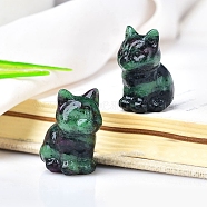 Natural Ruby in Zoisite Carved Healing Cat Figurines, Reiki Energy Stone Display Decorations, 30x23mm(PW-WG98432-08)