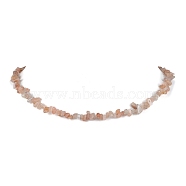 Natural Sunstone Chip Beaded Necklace, Golden, 15.94~15.98 inch(40.5~40.6cm)(NJEW-JN04616-05)