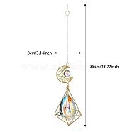 Moon & Diamond Metal Hanging Ornaments, Glass Charm Suncatchers, Teardrop, 350x80mm(PW-WG76722-01)