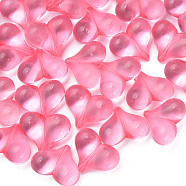 Transparent Acrylic Beads, Heart, Flamingo, 17.5x22x10mm, Hole: 1.4mm, about 260pcs/500g(MACR-S373-70-B04)