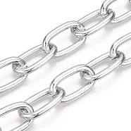 Aluminum Cable Chain, Oval Link Chains, Unwelded, Platinum, 27.5x15.5x4mm(CHA-N003-35P)
