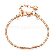 Brass European Style Bracelet Making, with Iron Extender Chain, Light Gold, 7-5/8 inch(195mm)x2.5mm(MAK-R011-03KCG)