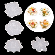 DIY Flower Cup Mat Silicone Molds,  Resin Casting Molds, For UV Resin, Epoxy Resin Craft Making, 90~98x108~115x9.5mm, 4pcs/set(DIY-E036-08)