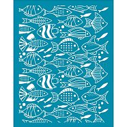 Silk Screen Printing Stencil, for Painting on Wood, DIY Decoration T-Shirt Fabric, Fish Pattern, 100x127mm(DIY-WH0341-137)