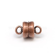 Column Brass Magnetic Clasps with Loops, Lead Free & Nickel Free & Cadmium Free, Red Copper, 11x6mm, Hole: 2mm(KK-M064-R-NR)