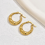 Stainless Steel Hoop Earring for Women, Real 18K Gold Plated, 22x20mm(NW7881-1)
