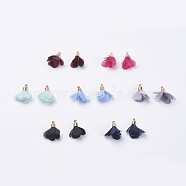 Nylon Pendant Decorations, with CCB Plastic Findings, Flower, Golden, Mixed Color, 25~27x15mm, Hole: 1mm(X-CCB-F007-D)