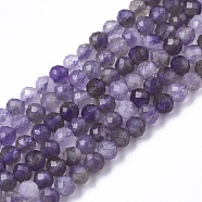 Natural Amethyst Beads Strands, Round, Faceted, 3mm, Hole: 0.7mm, about 132pcs/strand, 15.35 inch(39cm)(G-R465-03B)