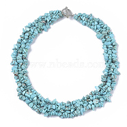 3-Layered Synthetic Turquoise Chip Beaded Necklaces, with Tibetan Style Alloy Toggle Clasps, 17.5~18.7 inch(445~475mm)(NJEW-S419-01D)