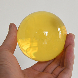 Glass Display Decorations, Crystal Ball, Round, Yellow, 20mm(DJEW-PW0001-51A-06)