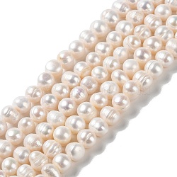 Natural Cultured Freshwater Pearl Beads Strands, Potato, Grade A+, PapayaWhip, 9~10x8~9mm, Hole: 0.6mm, about 47pcs/strand, 13.78~13.98''(35~35.5cm)(PEAR-E018-07)