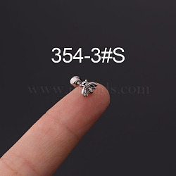 316L Stainless Steel Cartilage Earrings, Stainless Steel Color, Bees, 6mm, Pin: 1.2mm(WG094CA-03)