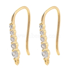 Brass Micro Pave Clear Cubic Zirconia Earring Hooks, Flat Round, Real 18K Gold Plated, 18.5x9x2.5mm, Hole: 1.2mm, Pin: 0.8mm(KK-G516-06G)