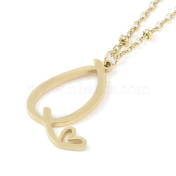 304 Stainless Steel Pendant Necklaces, Letter Charms, Letter Q, 16.22 inch(41.2cm), Pendant: 20x17.5x1.3mm(NJEW-H029-02G-Q)