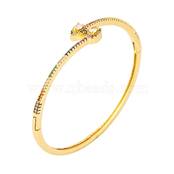 Brass Pave Colorful Cubic Zirconia Hinged Bangles for Women, Real 18K Gold Platend, Teardrop, Inner Diameter: 2-1/4 inch(5.8cm), 2.5~11mm(BJEW-S147-07G-02)