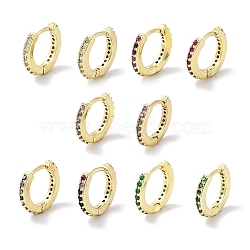 Brass Pave Cubic Zirconia Hoop Earrings for Women, Real 18K Gold Plated, Mixed Color, 10.5x1.8mm(EJEW-L269-122G)