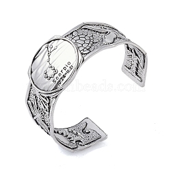 Constellation Alloy Open Cuff Bangles for Women Men, Antique Silver, Scorpio, Inner Diameter: 2-1/2 inch(6.2cm), 20~31mm(BJEW-C064-01AS-11)