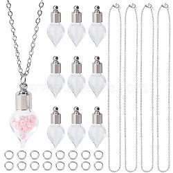 DIY Perfume Bottle Necklace Making Kit, Including Glass Bottle Pendant, 304 Stainless Steel Chain Necklace, Stainless Steel Color, 20Pcs/box(DIY-SC0020-71)