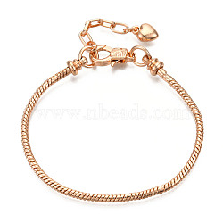 Brass European Style Bracelet Making, Light Gold, 7-5/8 inch(195mm)x2.5mm(MAK-R011-03KCG)
