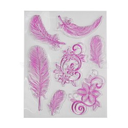 Plastic Stamps, for DIY Scrapbooking, Photo Album Decorative, Cards Making, Stamp Sheets, Feather Pattern, 180~182x140~142x3mm(X-DIY-F053-17B)