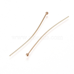 304 Stainless Steel Ball Head Pins, Real 24k Gold Plated, 40x0.6mm, 22 Gauge, Head: 1.8mm(STAS-L238-007B-G)