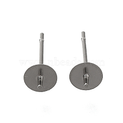 Anti-Tarnish 304 Stainless Steel Stud Earring Findings, for Half Drilled Beads, Stainless Steel Color, 14x5mm, Pin: 12x0.8mm(STAS-P370-01C-P)