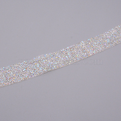 Glitter Resin Hotfix Rhinestone, Hot Melt Adhesive on the Back, Rhinestone Trimming, Costume Accessories, Clear, 29x2mm, 91cm/Board.(DIY-FG0001-50)