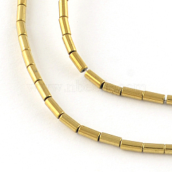 Column Electroplated Non-magnetic Synthetic Hematite Beads Strands, Golden Plated, 5x3mm, Hole: 1mm, about 82pcs/strand, 15.7 inch(G-R259-71D)