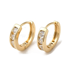 Brass Micro Pave Cubic Zirconia Hoop Earring, Light Gold, 15x4mm(EJEW-L271-20KCG-06)