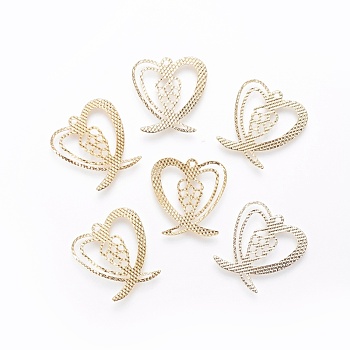 Iron Filigree Pendants, Heart, Golden, 19.5x18.5x0.5mm, Hole: 1.2mm