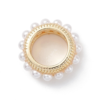 Rack Plating Brass Linking Rings, with Plastic Imitation Pearl, Long-Lasting Plated, Cadmium Free & Lead Free, Real 18K Gold Plated, 12x4.5mm, Inner Diameter: 7mm