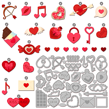 Valentine's Day Carbon Steel Cutting Dies Stencils, for DIY Scrapbooking, Photo Album, Decorative Embossing Paper Card, Stainless Steel Color, Heart, 109x151x0.8mm