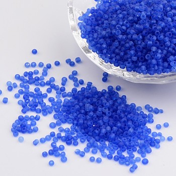 12/0 Frosted Round Glass Seed Beads, Cornflower Blue, Size: about 2mm in diameter, hole:1mm, about 3304pcs/50g
