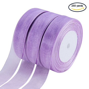 Organza Ribbon, Medium Orchid, 1 inch(25~26mm), about 50yards/roll, 5rolls/group