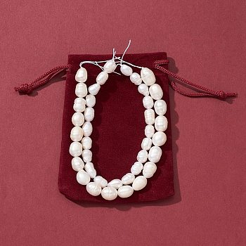 2 Strands 2 Style Natural Cultured Freshwater Pearl Beads Strands, Rice, Seashell Color, 6.5~10.5x6.5~15mm, Hole: 0.8mm, about 19~22pcs/strand, 6.89~7.68''(17.5~19.5cm), 1 strand/style