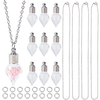 DIY Perfume Bottle Necklace Making Kit, Including Glass Bottle Pendant, 304 Stainless Steel Chain Necklace, Stainless Steel Color, 20Pcs/box