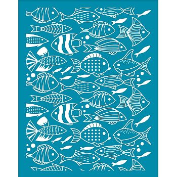 Silk Screen Printing Stencil, for Painting on Wood, DIY Decoration T-Shirt Fabric, Fish Pattern, 100x127mm