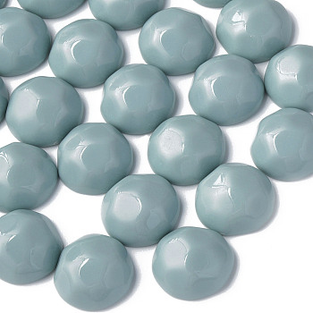 Opaque Acrylic Cabochons, Faceted, Half Round, Aqua, 23x22x11mm, about 140pcs/500g