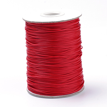 Braided Korean Waxed Polyester Cords, FireBrick, 0.5mm, about 160yards/roll