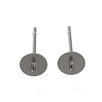 Anti-Tarnish 304 Stainless Steel Stud Earring Findings, for Half Drilled Beads, Stainless Steel Color, 14x5mm, Pin: 12x0.8mm