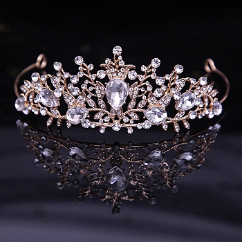 Children's  Alloy Rhinestone Crown Hair Bands, Hair Accessories for Woman Girls, Golden, 135mm