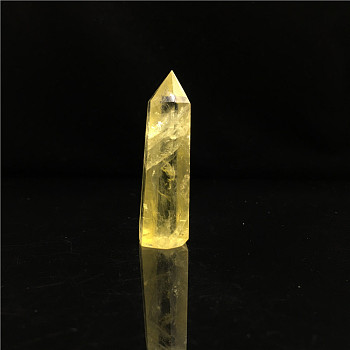 Point Tower Natural Citrine Home Display Decoration, Healing Stone Wands, for Reiki Chakra Meditation Therapy Decos, Hexagon Prism, 50~60mm