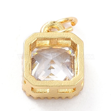 Real 18K Gold Plated Brass Inlaid Cubic Zirconia Charms(ZIRC-L100-073G-07)-3