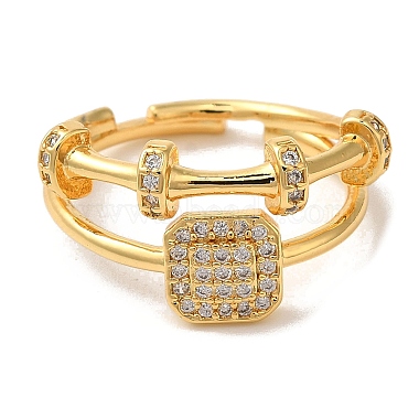 Adjustable Brass Micro Pave Cubic Zirconia Rings for Women(RJEW-G325-03G-B)-2